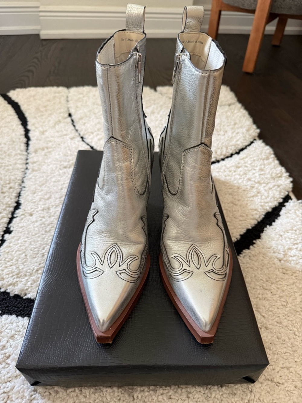Dolce Vita Metallic Pointed Toe Western Ankle Boots - Women - Picture 4 of 7